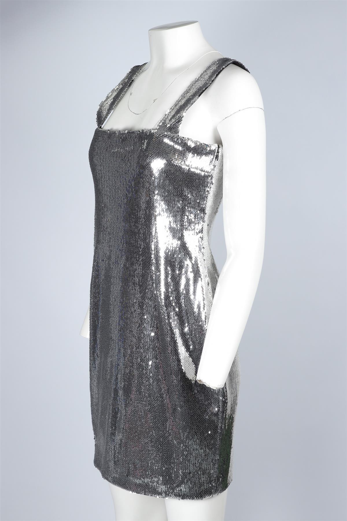GALVAN LONDON SILVER SEQUIN MINI DRESS UK 12
