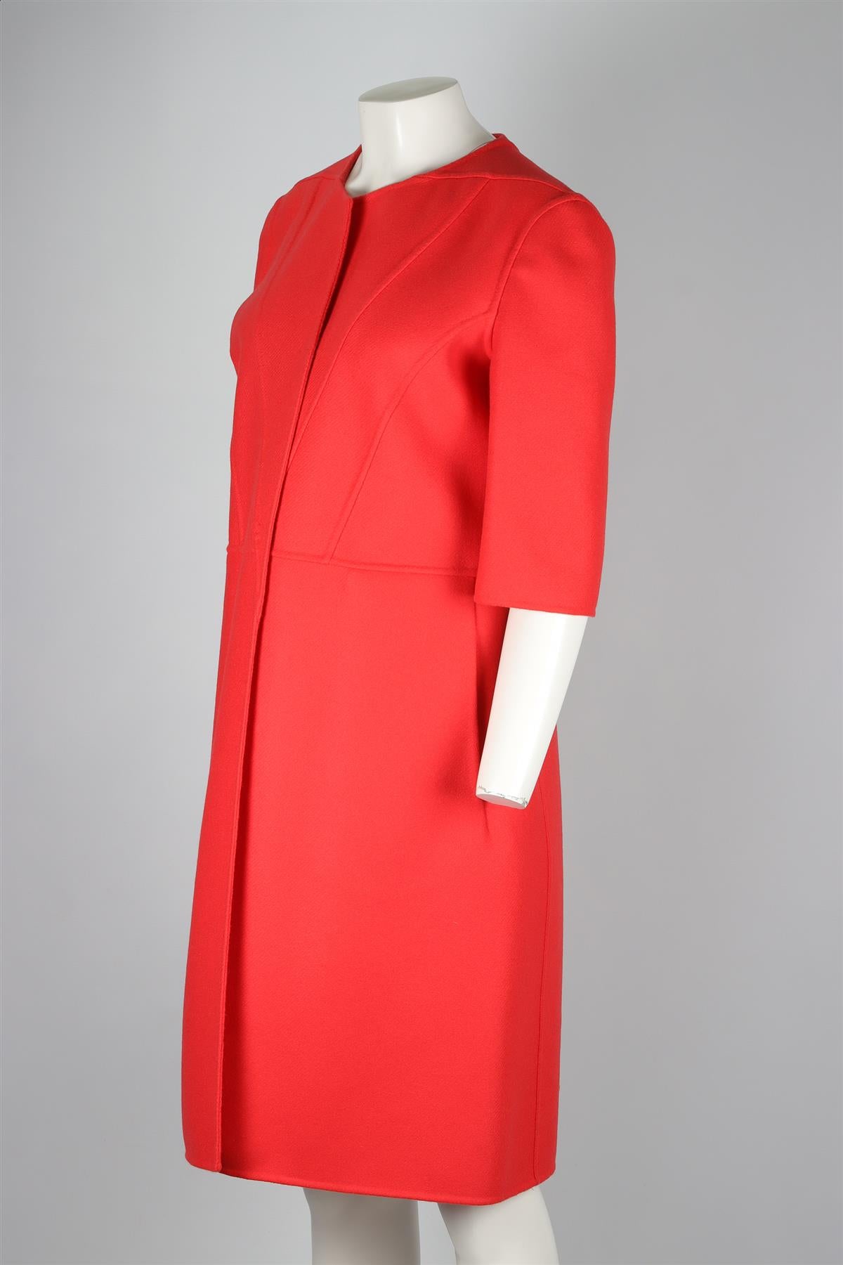 BOTTEGA VENETA RED WOOL COAT IT 48 UK 16