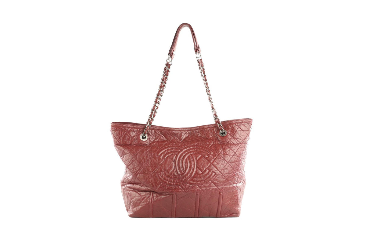 CHANEL BURGUNDY 2009-2010 MOSCOW LEATHER TOTE BAG