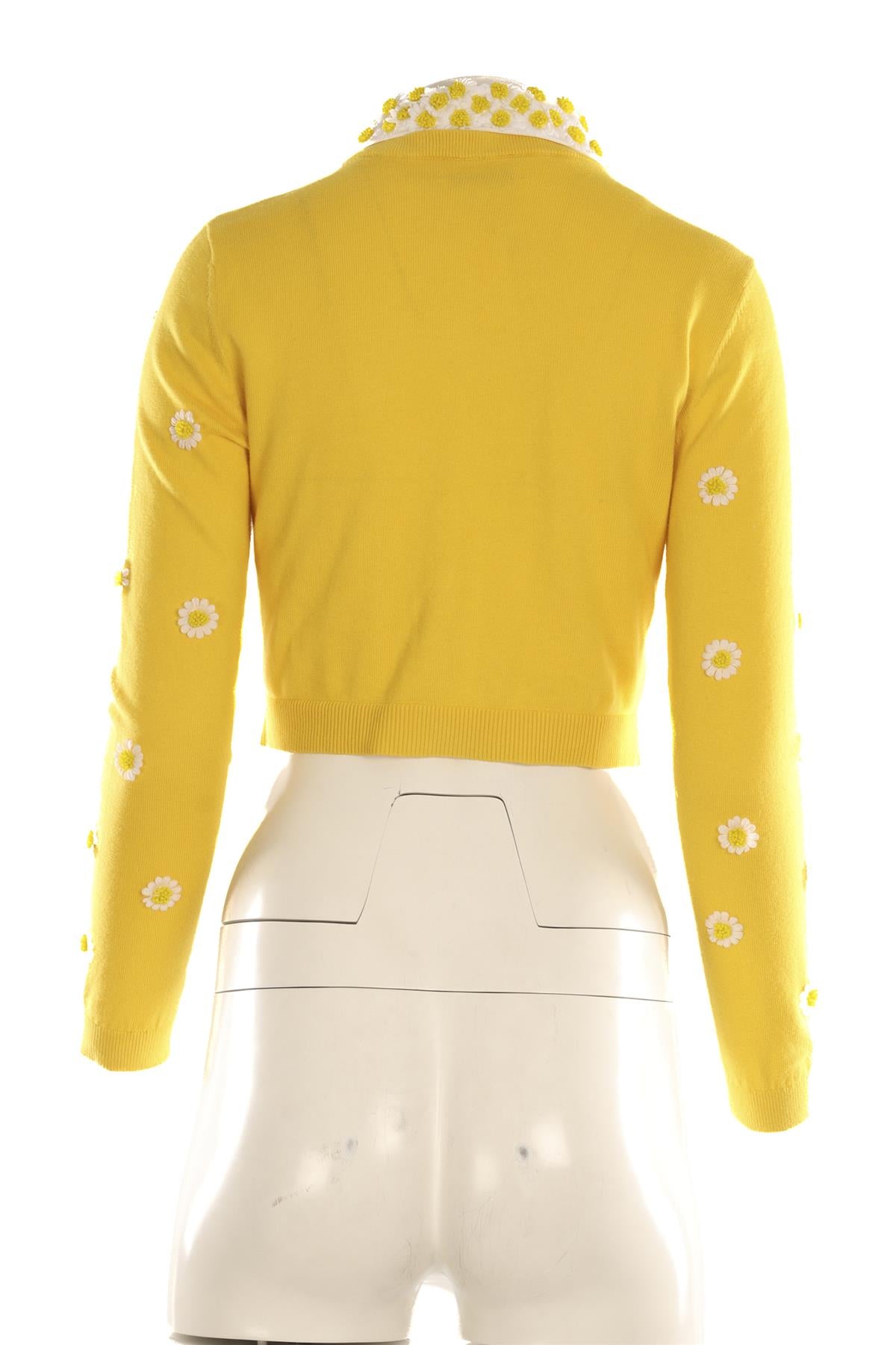 ALICE + OLIVIA YELLOW COTTON CARDIGAN SMALL