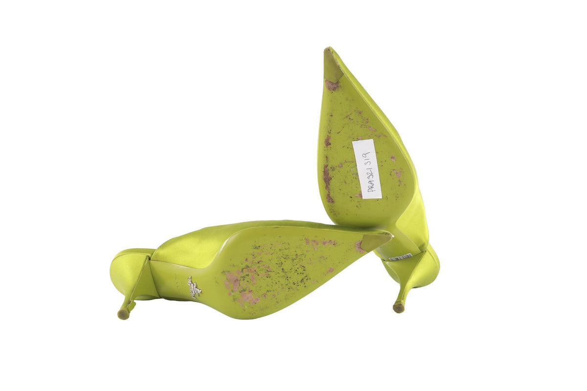 PRADA GREEN SATIN MULES EU 39 UK 6 US 9