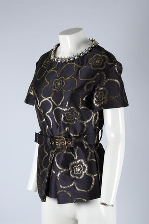 MARNI NAVY COTTON TOP IT 42 UK 10