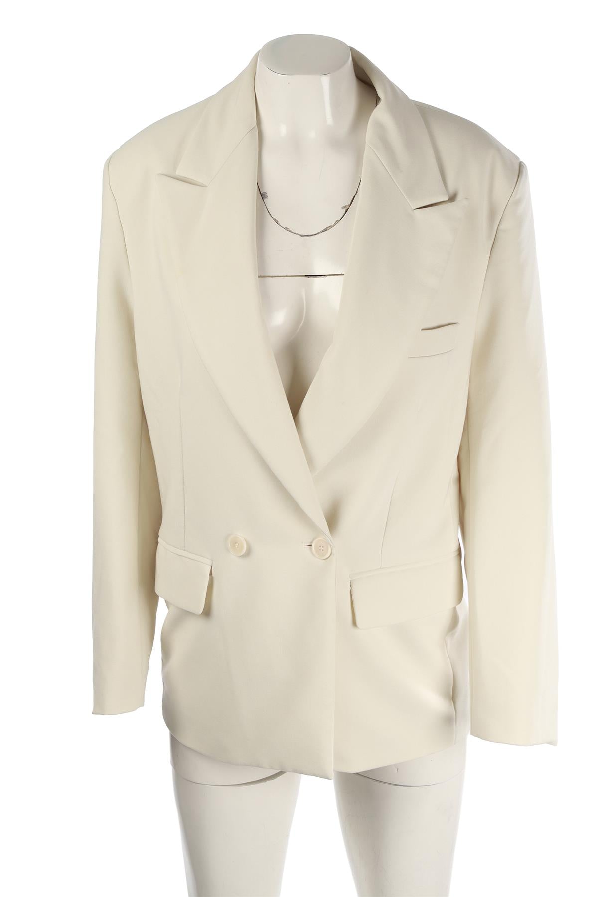 THE FRANKIE SHOP ECRU CREPE BLAZER XSMALL