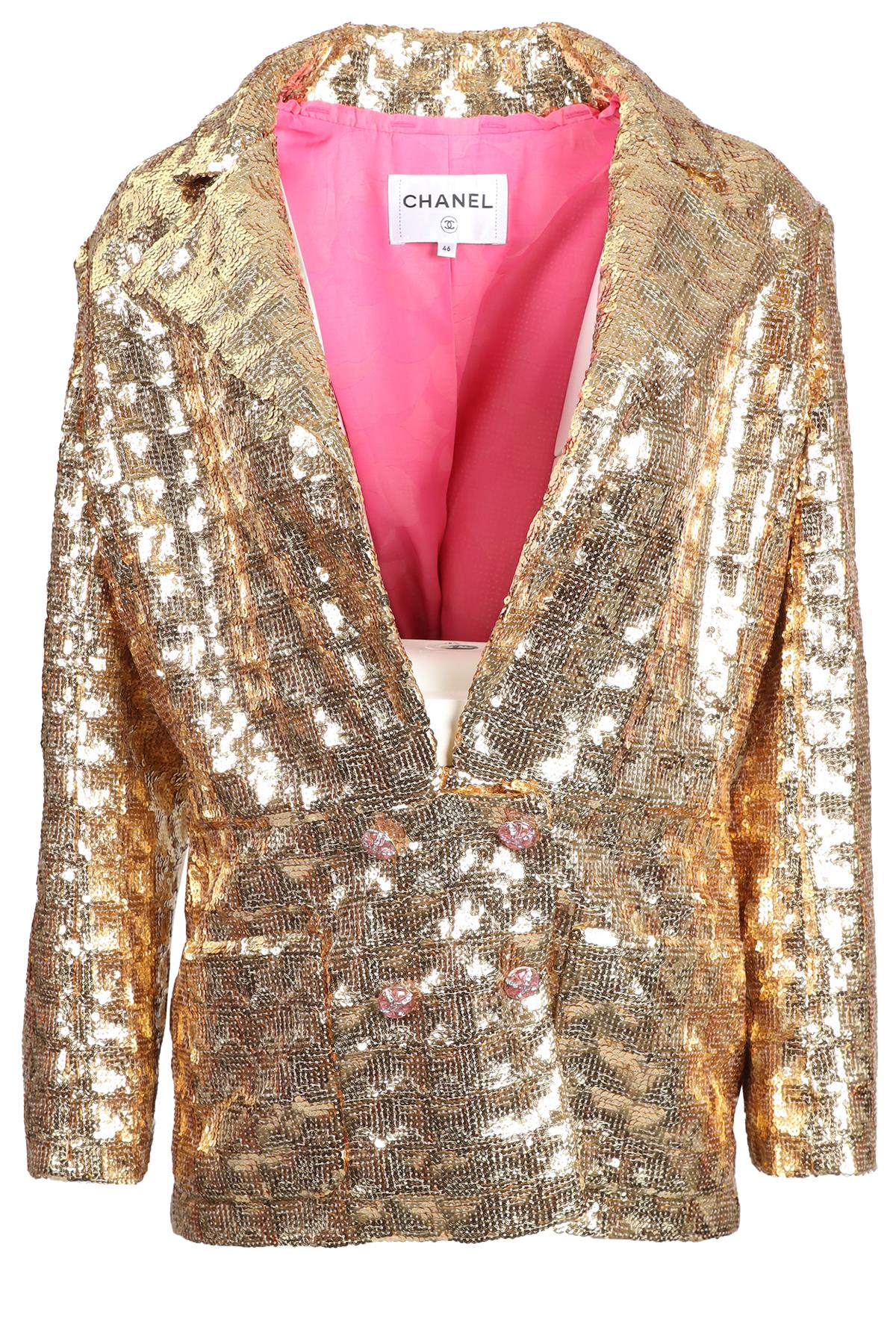CHANEL GOLD 2023 SEQUIN BLAZER FR 46 UK 18
