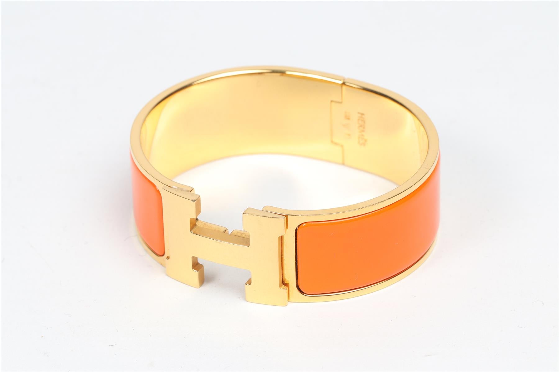 HERMÈS ORANGE 2010 CLIC CLAC H 20 MM ENAMEL BRACELET 16 CM