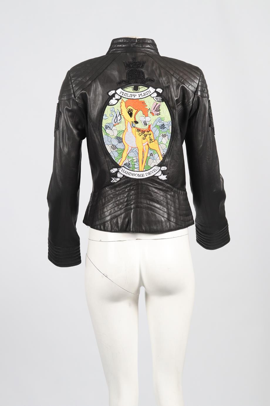 PHILIPP PLEIN LEATHER BIKER JACKET MEDIUM