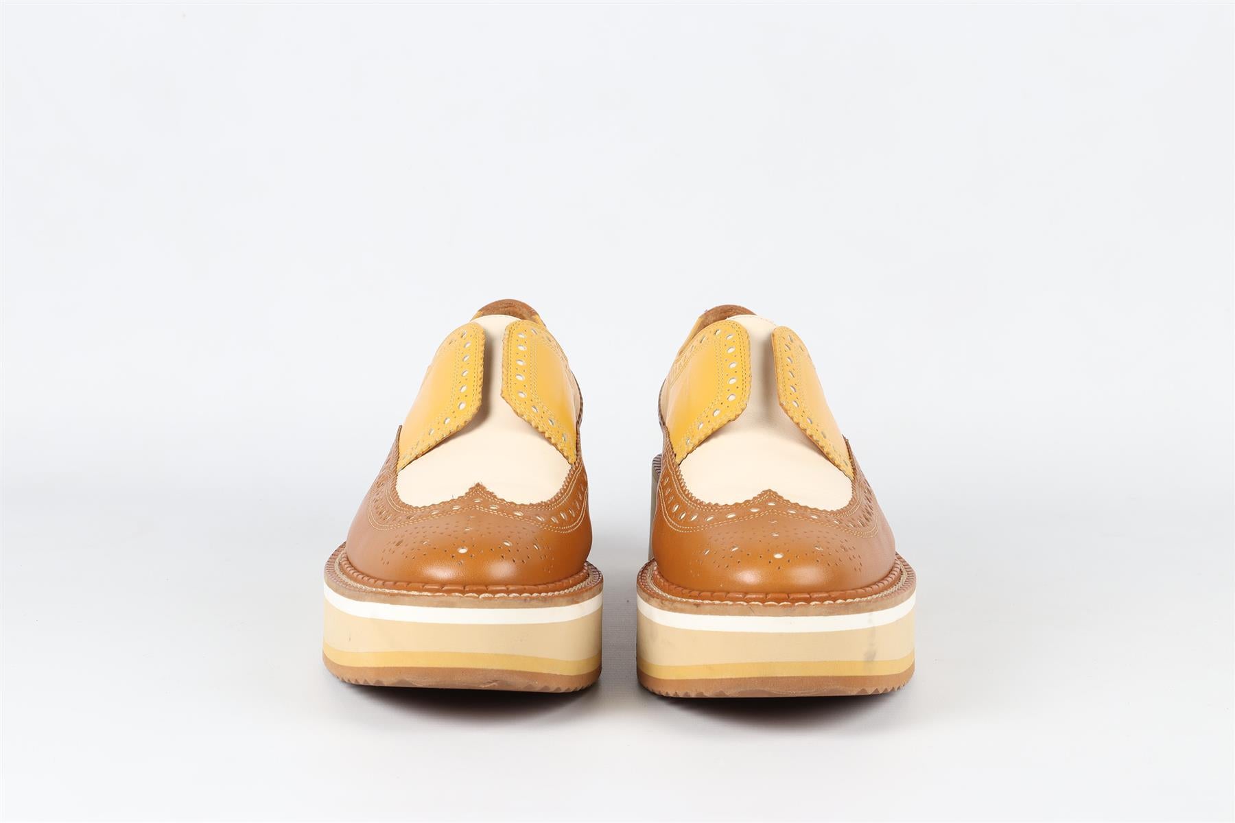 CLERGERIE TAN LEATHER PLATFORM LOAFERS EU 38.5 UK 5.5 US 8.5