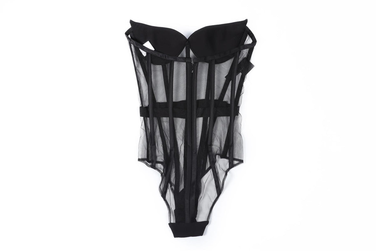 MÔNOT BLACK MESH BODYSUIT XXSMALL