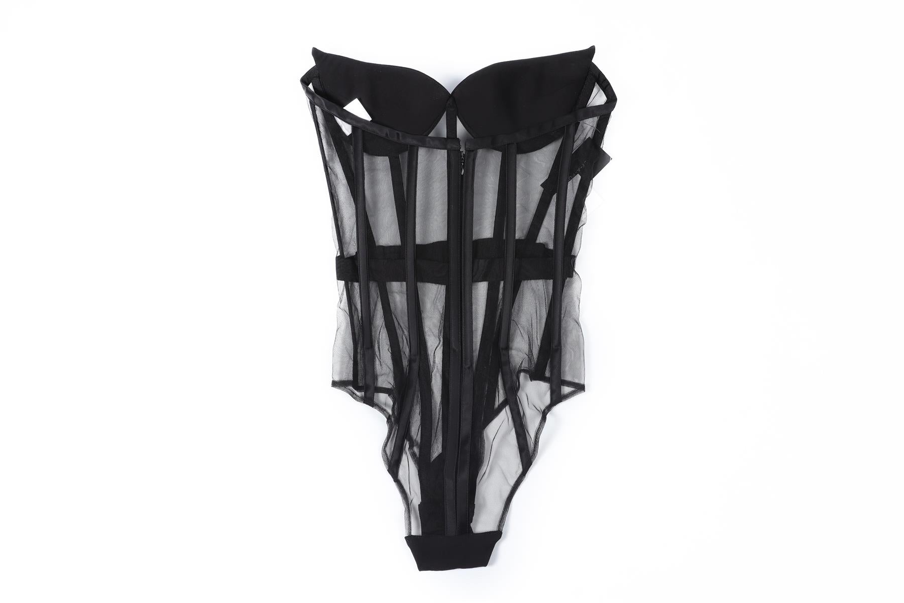 MÔNOT BLACK MESH BODYSUIT XXSMALL