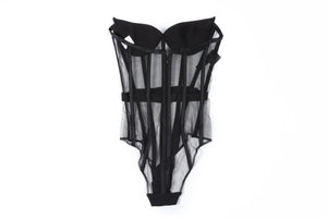 MÔNOT BLACK MESH BODYSUIT XXSMALL