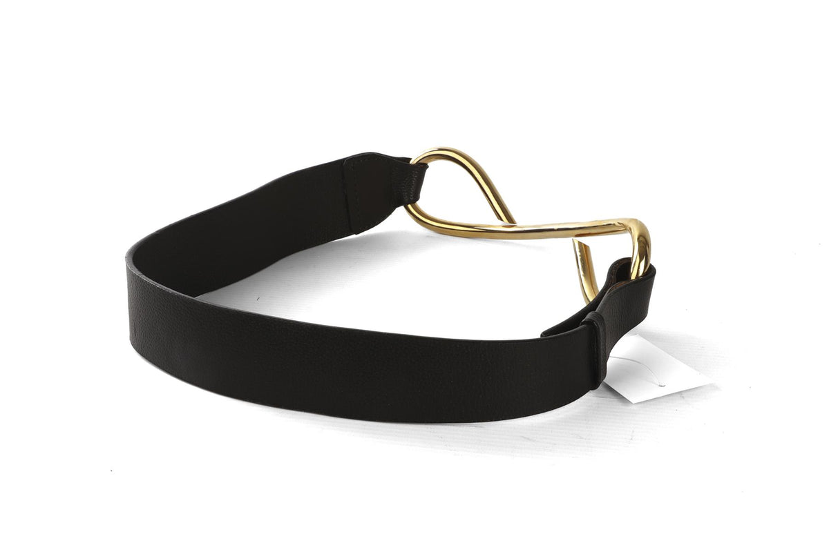 SILVIA TCHERASSI BLACK LEATHER WAIST BELT XSMALL