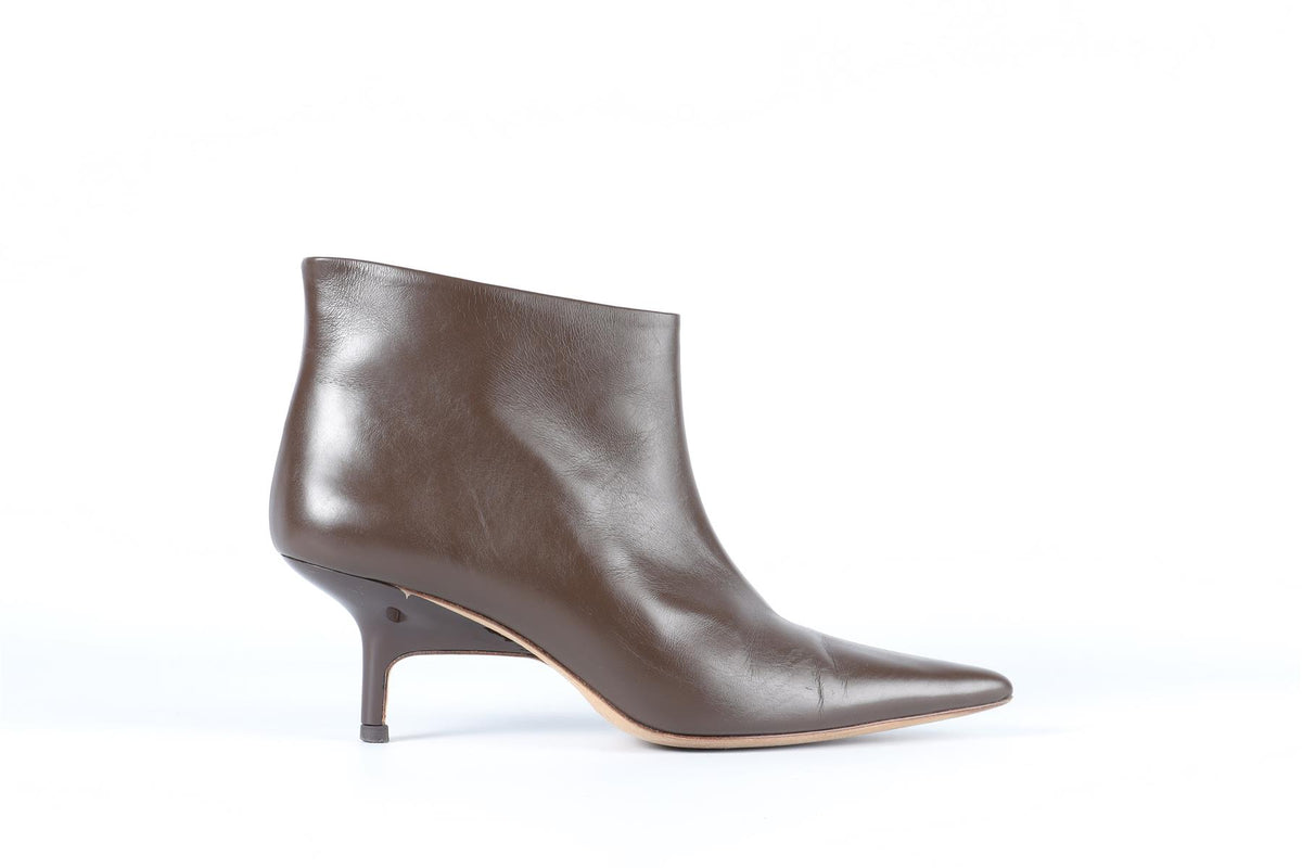 REJINA PYO BROWN LEATHER ANKLE BOOTS EU 38 UK 5 US 8