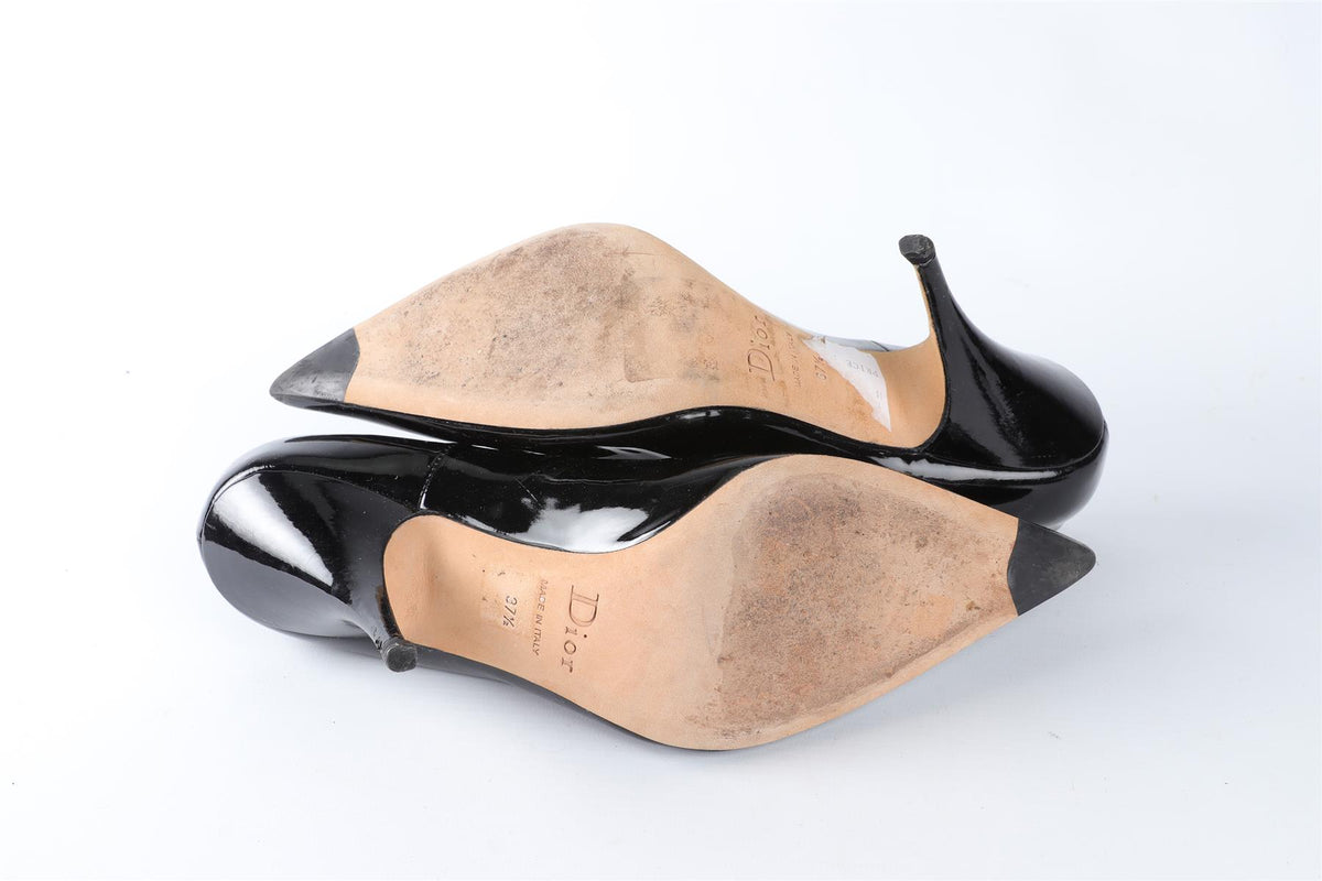 CHRISTIAN DIOR BLACK PATENT LEATHER PUMPS EU 37.5 UK 4.5 US 7.5
