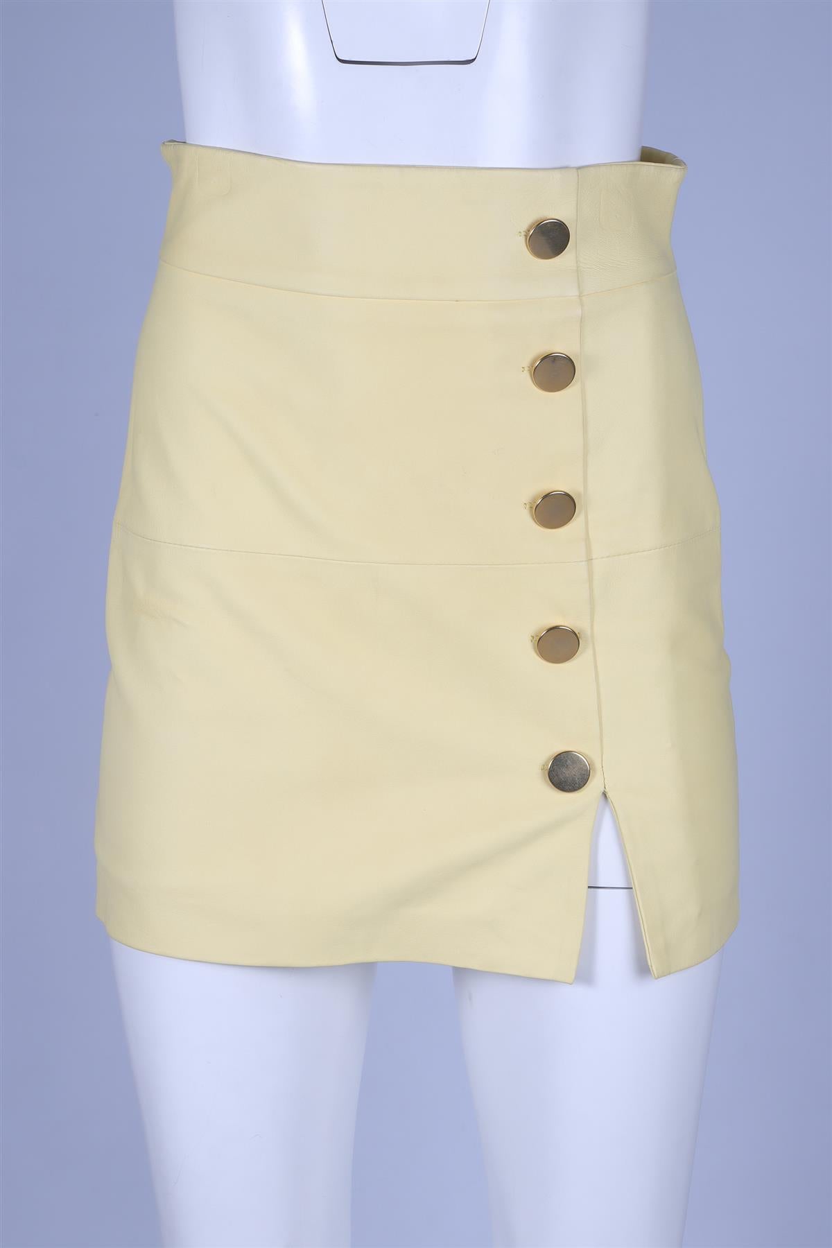 SKIIM YELLOW LEATHER MINI SKIRT FR 36 UK 8