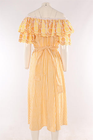 GÜL HÜRGEL YELLOW COTTON MAXI DRESS MEDIUM