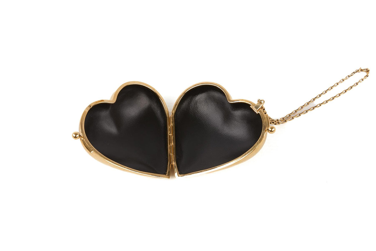 SAINT LAURENT GOLD 2026 EVENING HEART MINI BRASS CLUTCH