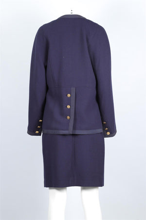 CHANEL NAVY 1986 WOOL SKIRT SUIT