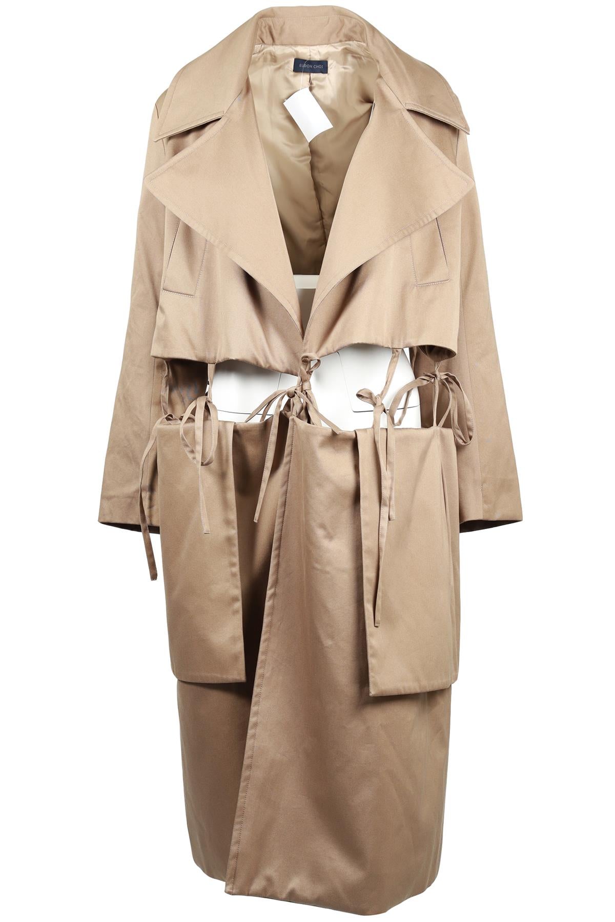 EUDON CHOI BROWN COTTON COAT SMALL