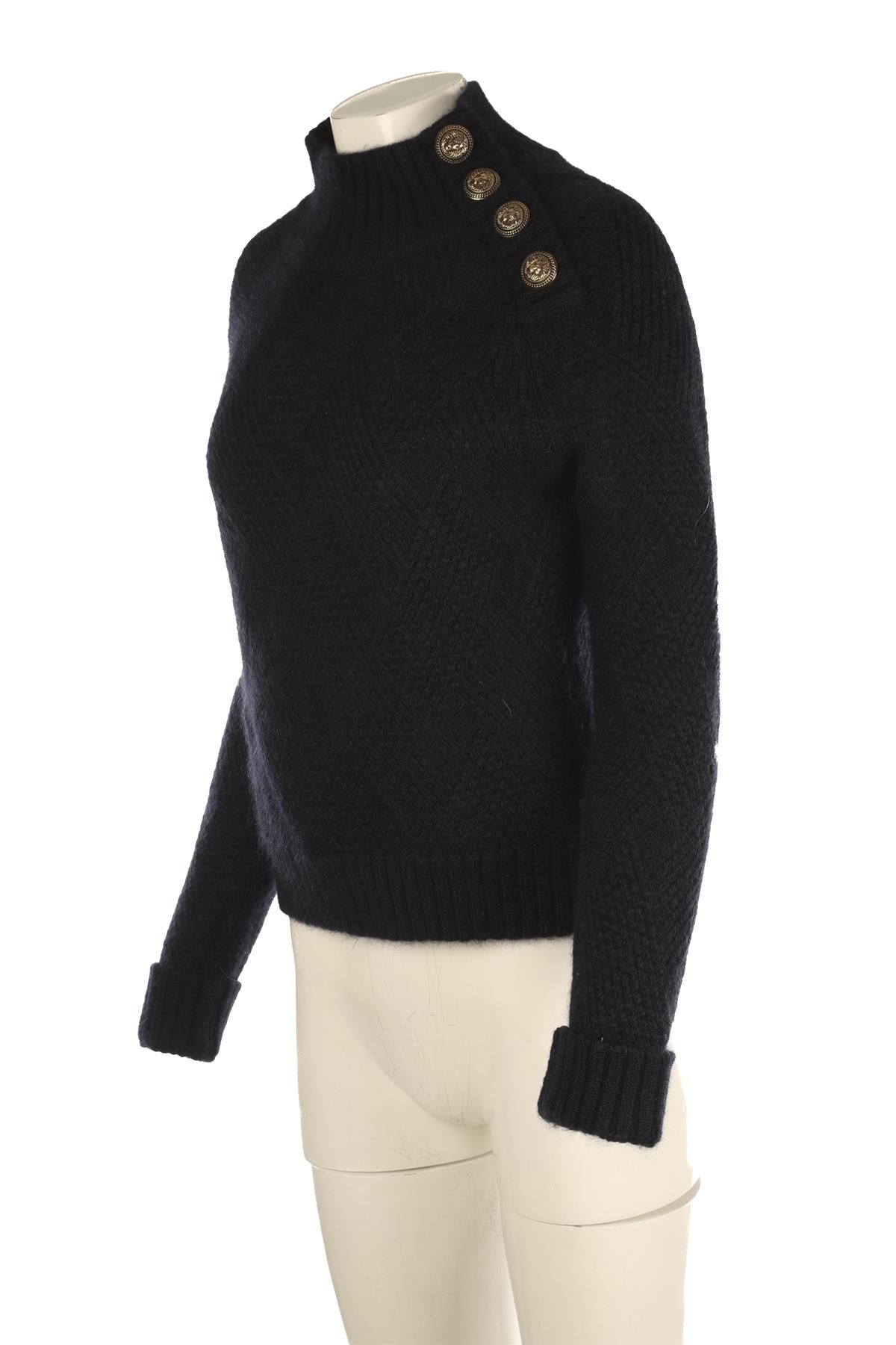 BALMAIN NAVY WOOL SWEATER FR 40 UK 12