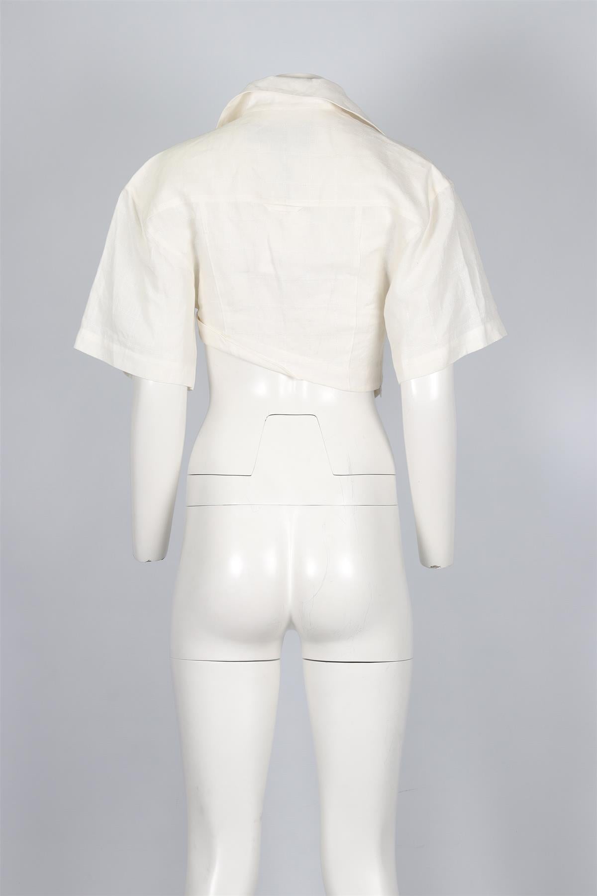 JACQUEMUS WHITE CROPPED LINE TOP FR 36 UK 8