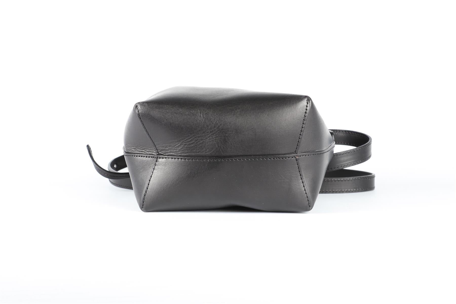 MANSUR GAVRIEL BLACK SAFFIANO MINI LEATHER BUCKET BAG