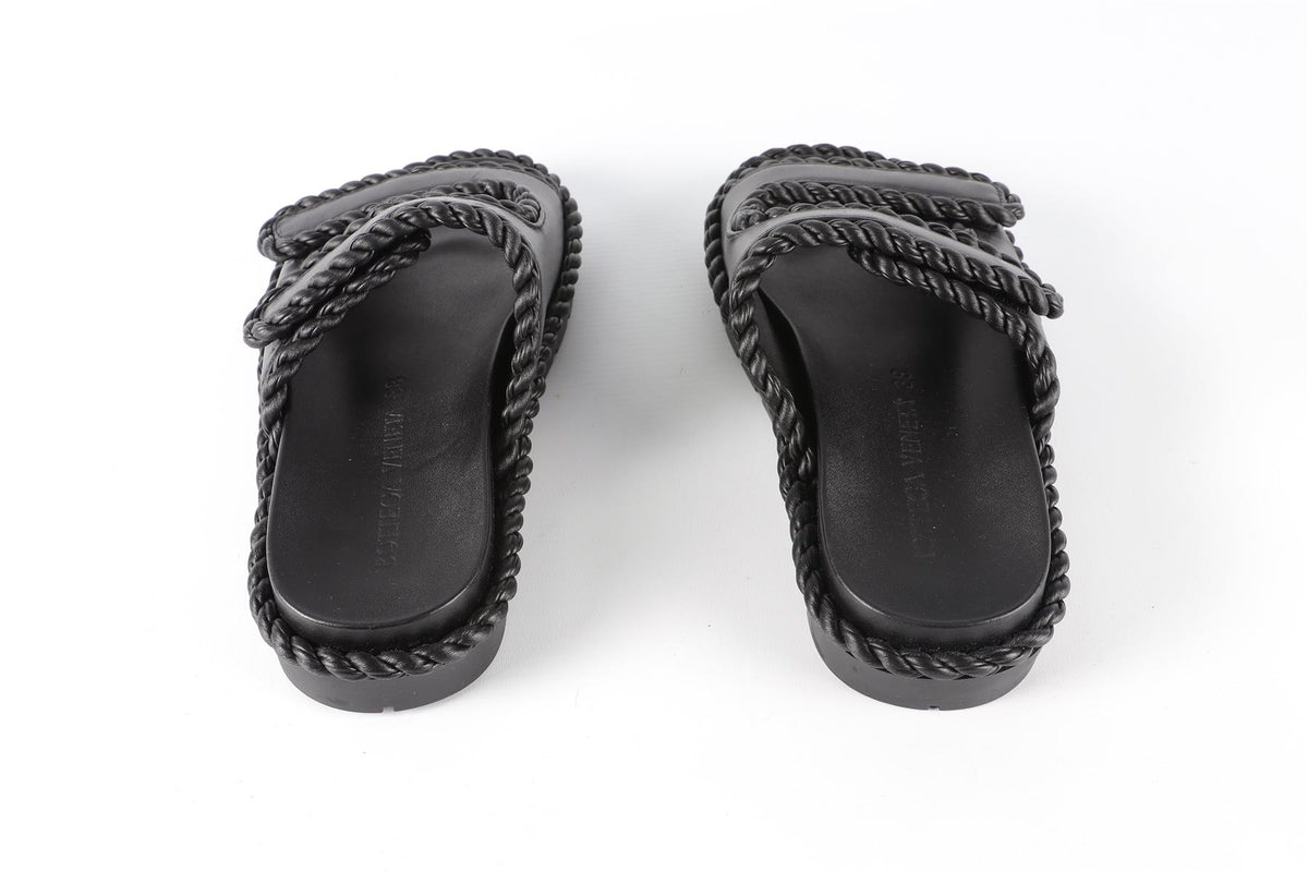 BOTTEGA VENETA BLACK LEATHER SANDALS EU 38 UK 5 US 8