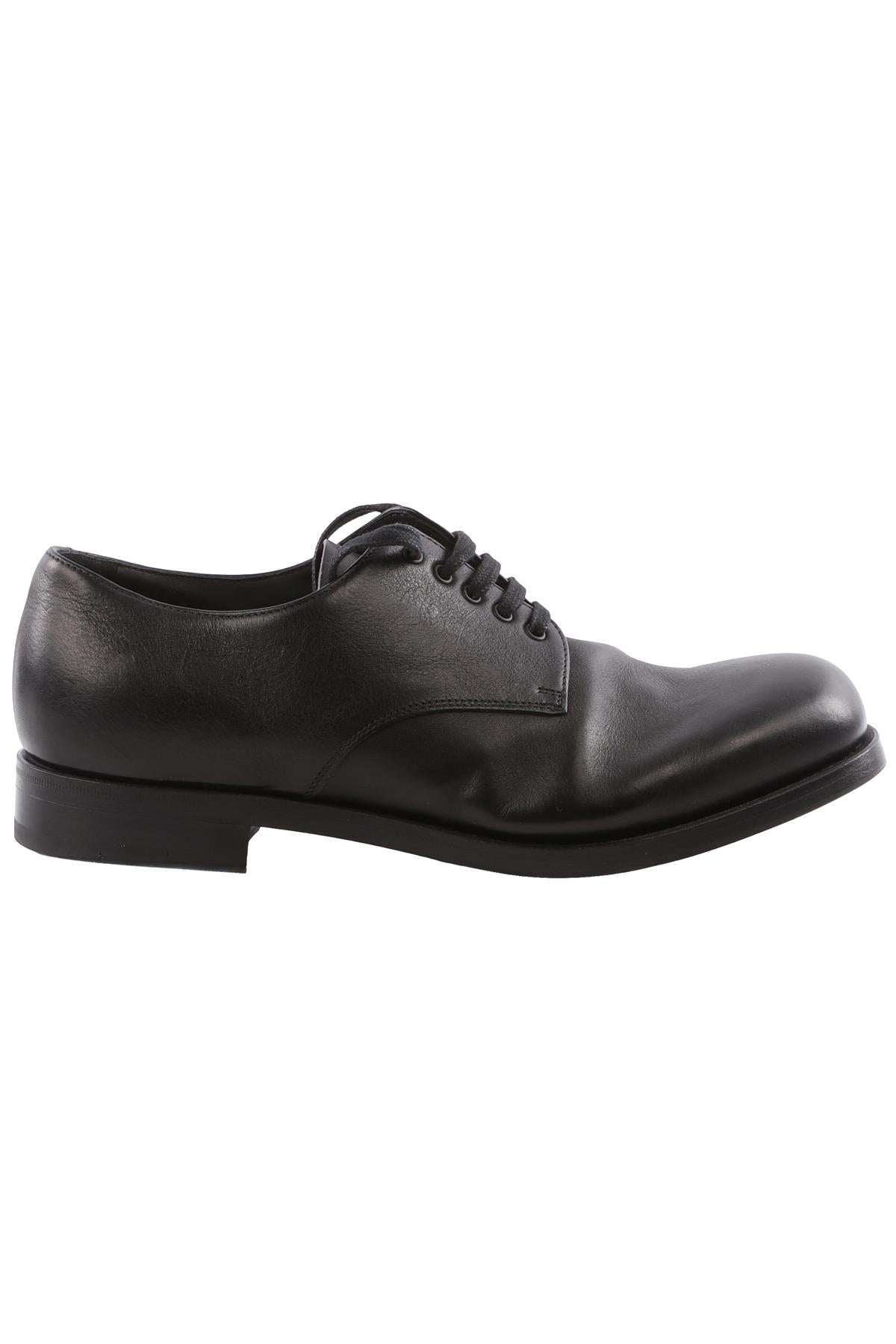 PRADA BLACK MEN'S LEATHER DERBY SHOES EU 40 UK 6 US 7