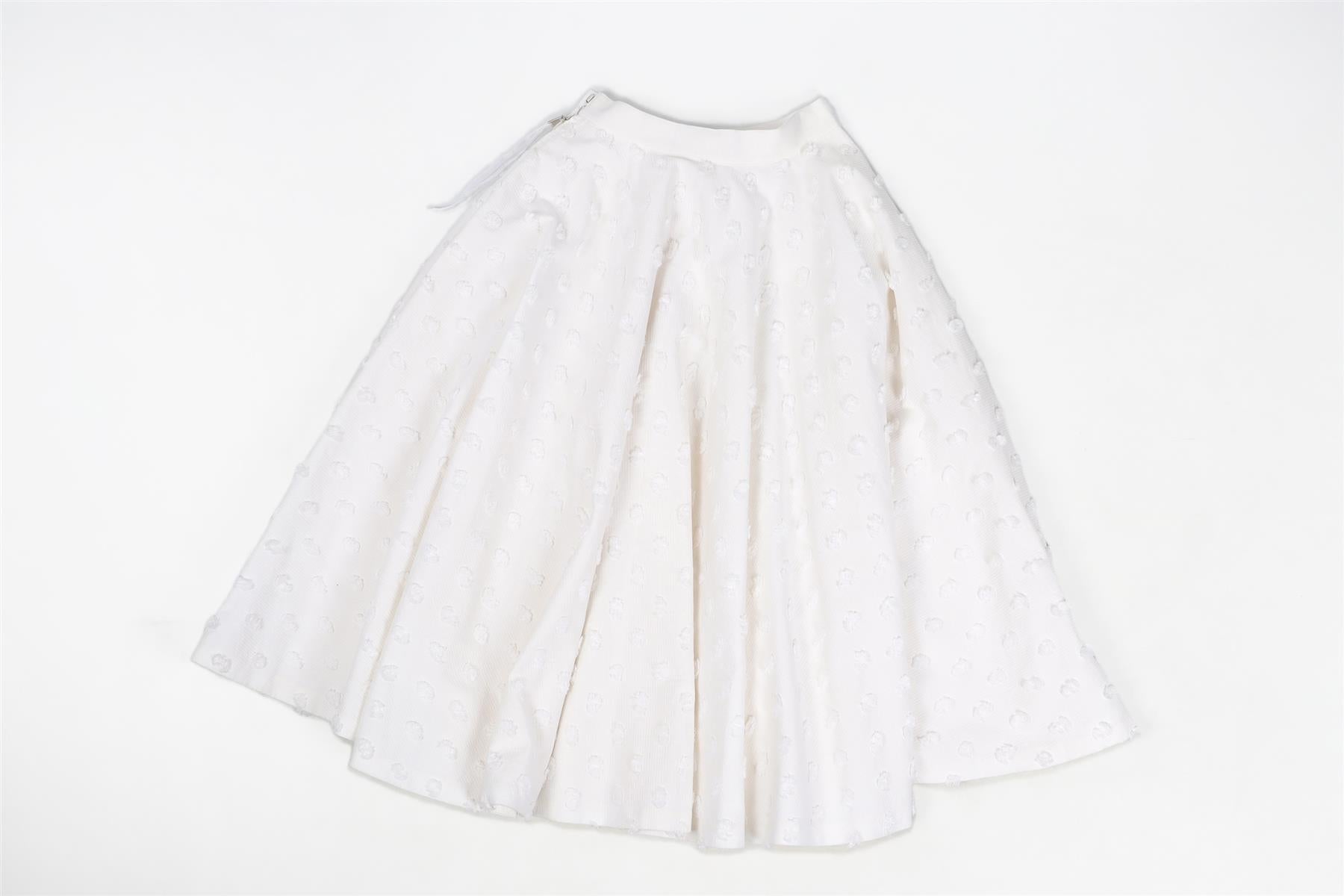 LOUIS VUITTON WHITE COTTON MIDI SKIRT FR 34 UK 6