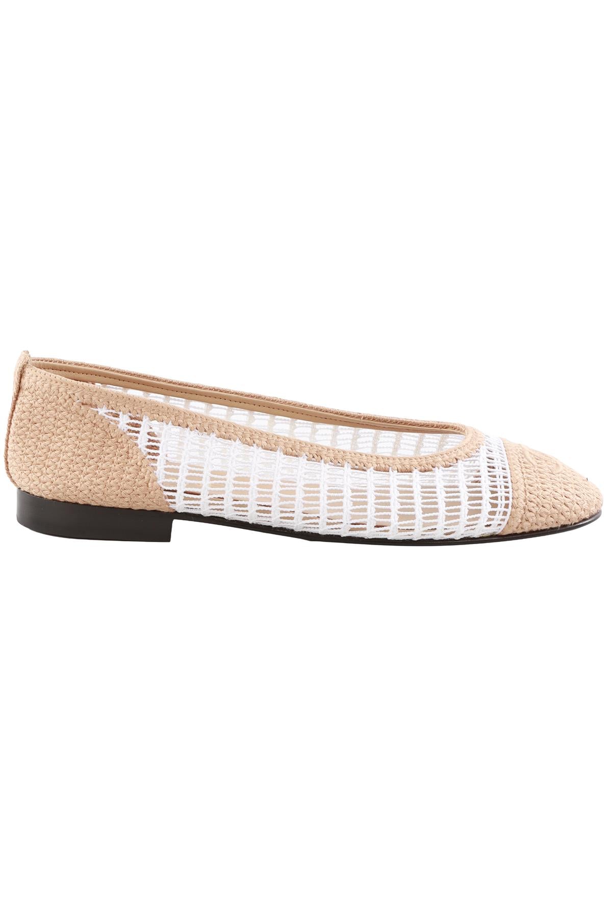 CHANEL BEIGE 2025 CC RAFFIA BALLET FLATS EU 40 UK 7 US 10