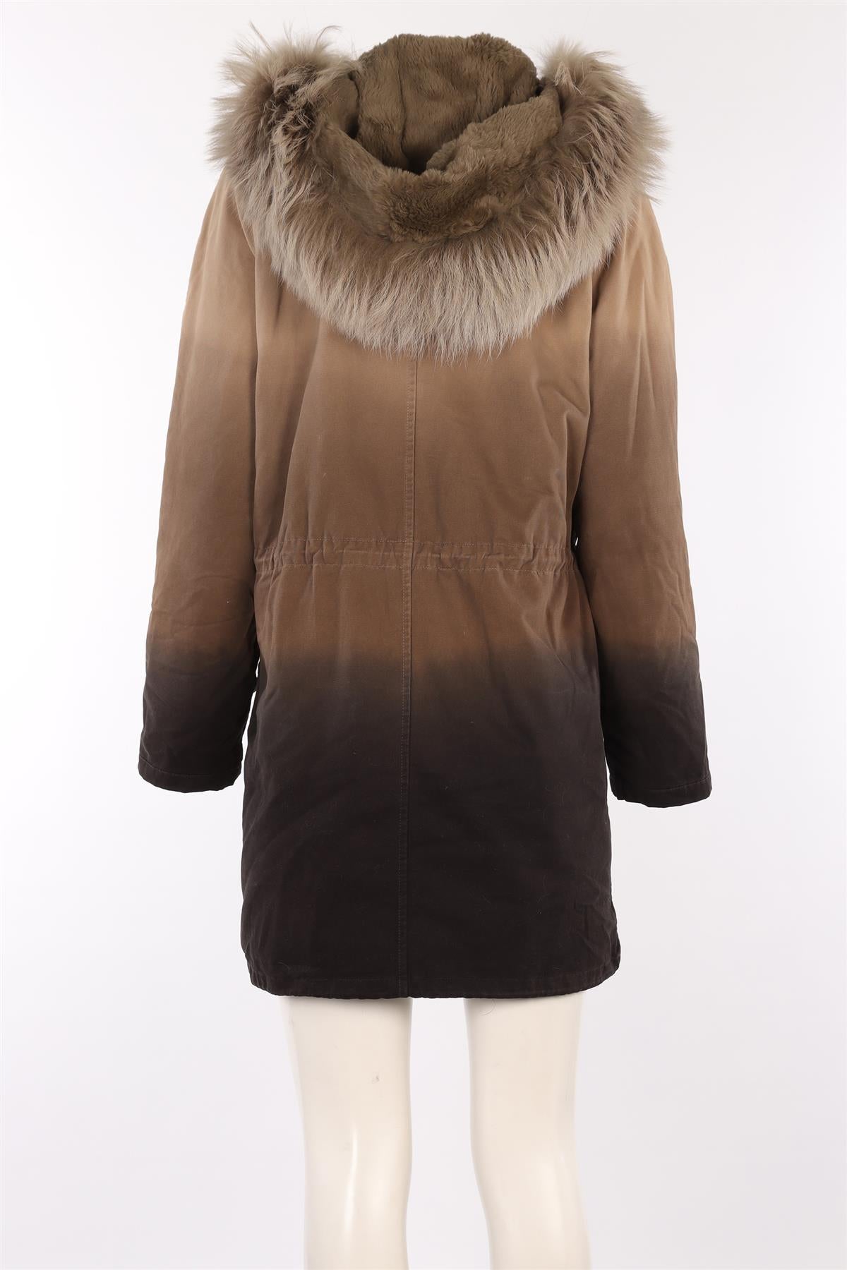 ARMY BY YVES SALOMON GREEN FUR COAT FR 36 UK 8