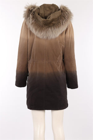 ARMY BY YVES SALOMON GREEN FUR COAT FR 36 UK 8
