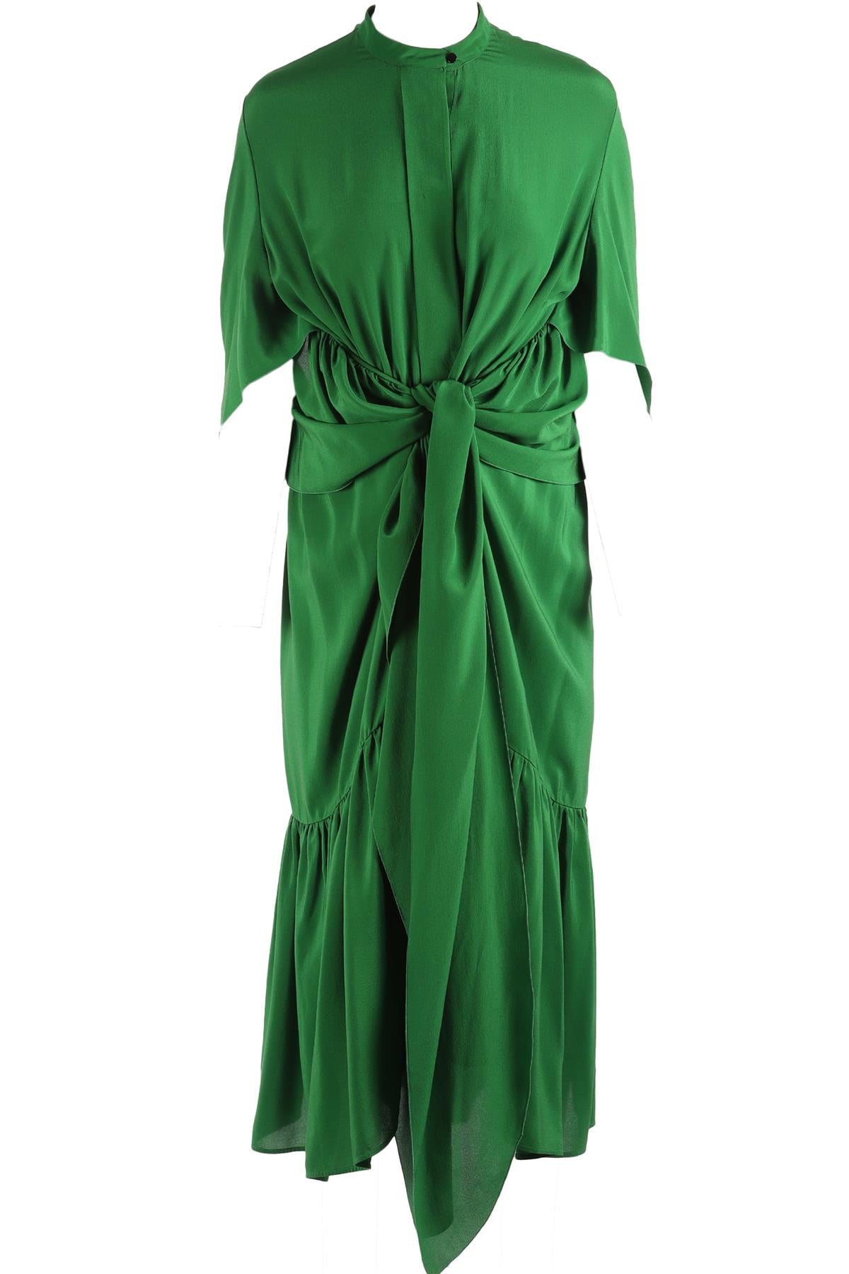PETAR PETROV GREEN SILK MIDI DRESS FR 40 UK 12