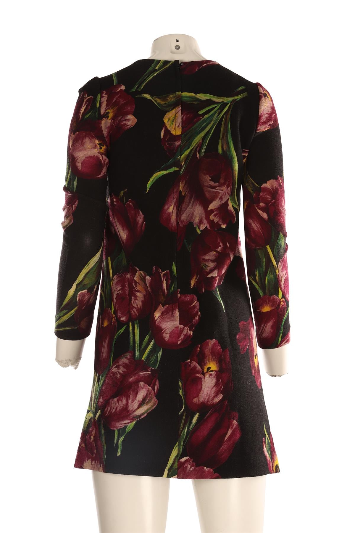 DOLCE & GABBANA BLACK WOOL MINI DRESS IT 36 UK 4