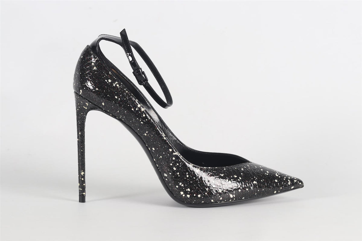SAINT LAURENT SNAKE EFFECT LEATHER PUMPS EU 39 UK 6 US 9