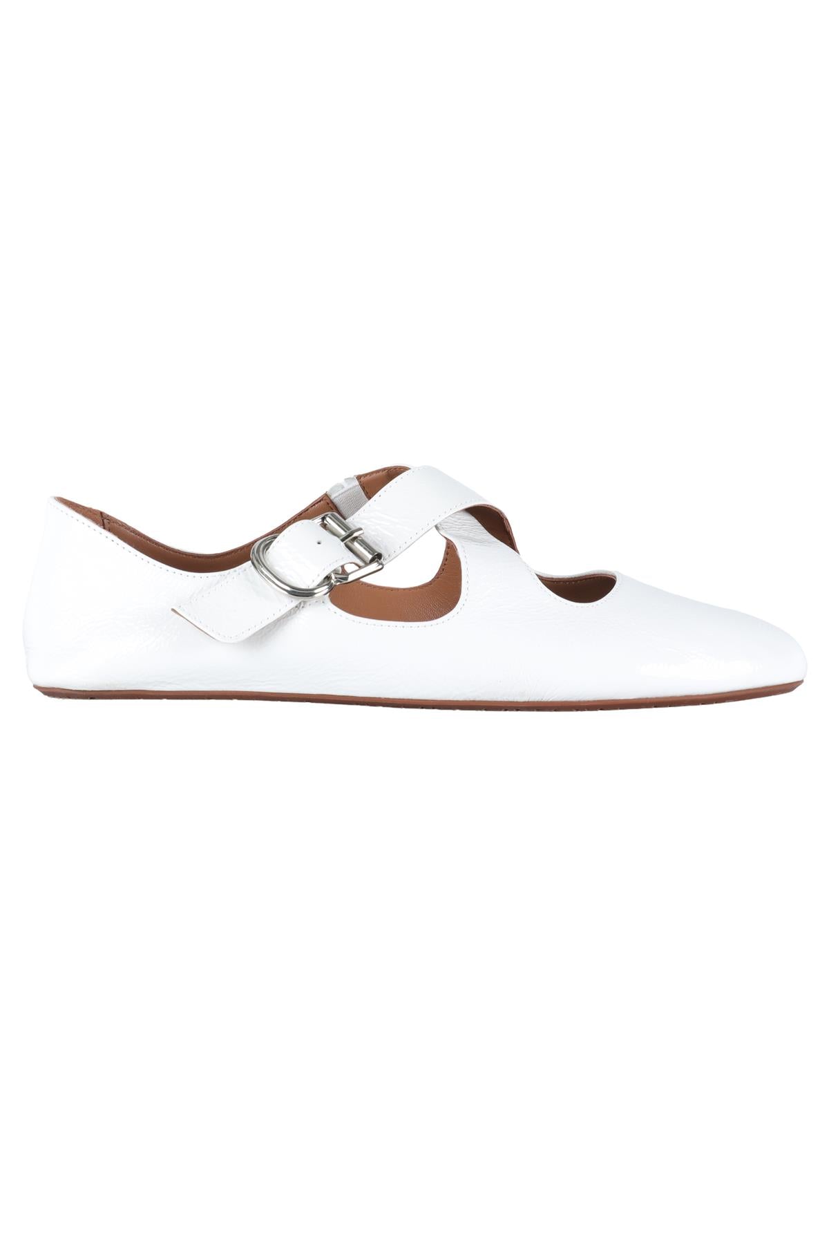 ALAÏA WHITE CRISS CROSS LEATHER BALLET FLATS EU 38.5 UK 5.5 US 8.5