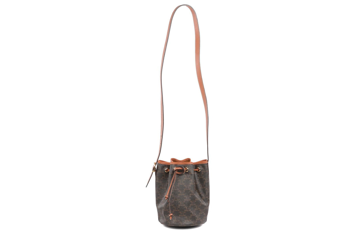 CELINE BROWN TRIOMPHE SMALL LEATHER SHOULDER BAG