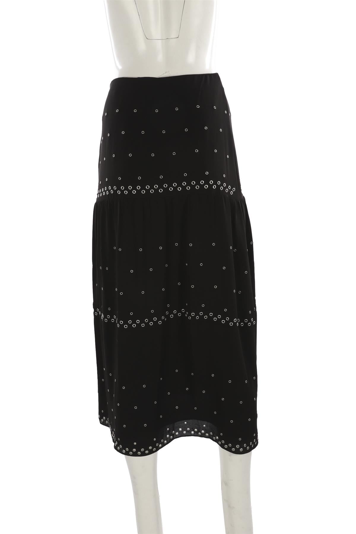 THE KOOPLES BLACK CREPE MAXI SKIRT XSMALL