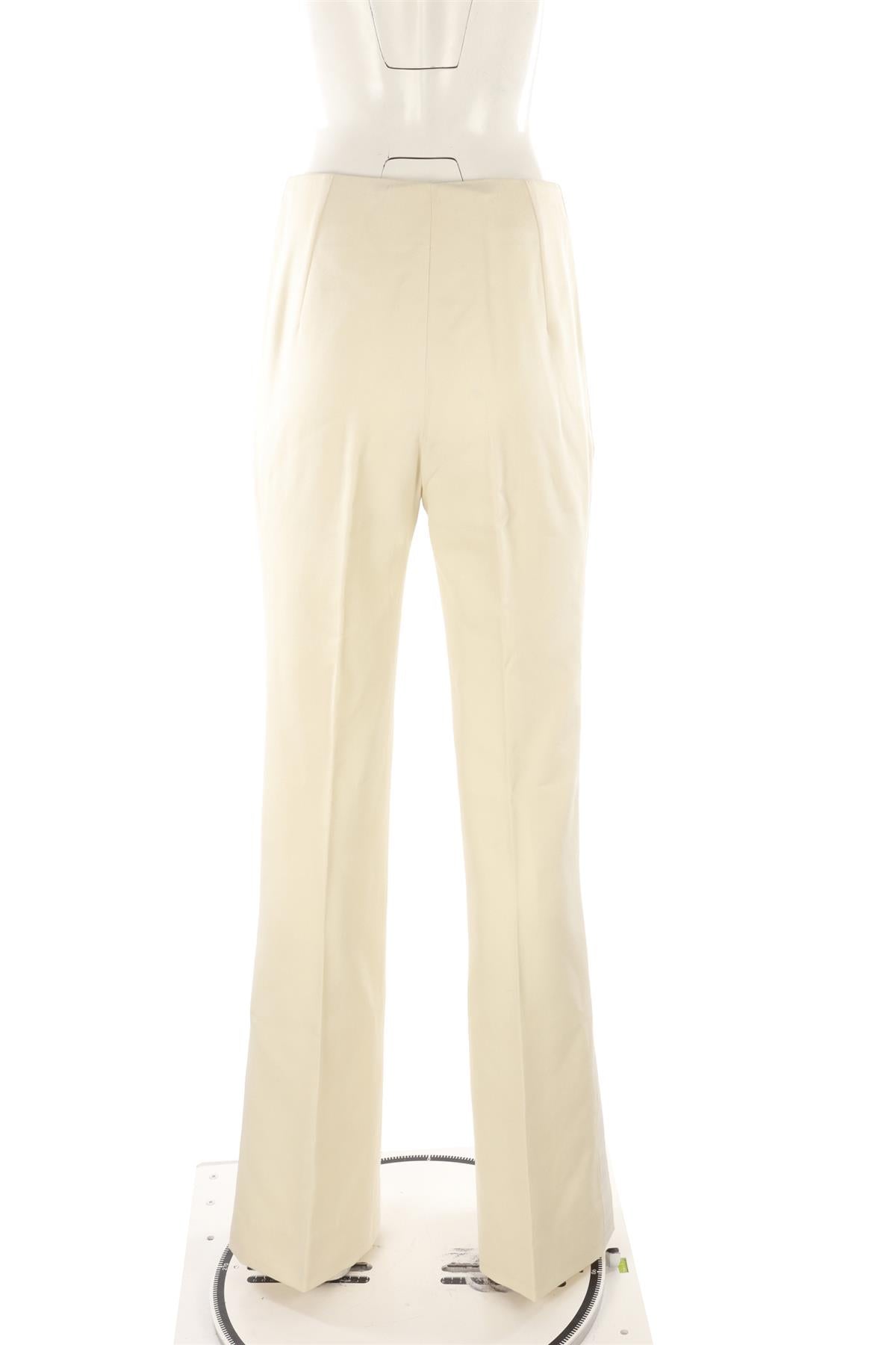 CREAM WOOL WIDE LEG PANTS