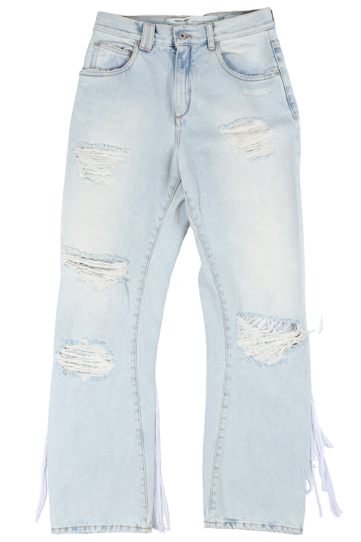 OFF-WHITE BLUE HIGH RISE STRAIGHT LEG JEANS W25 UK 6-8