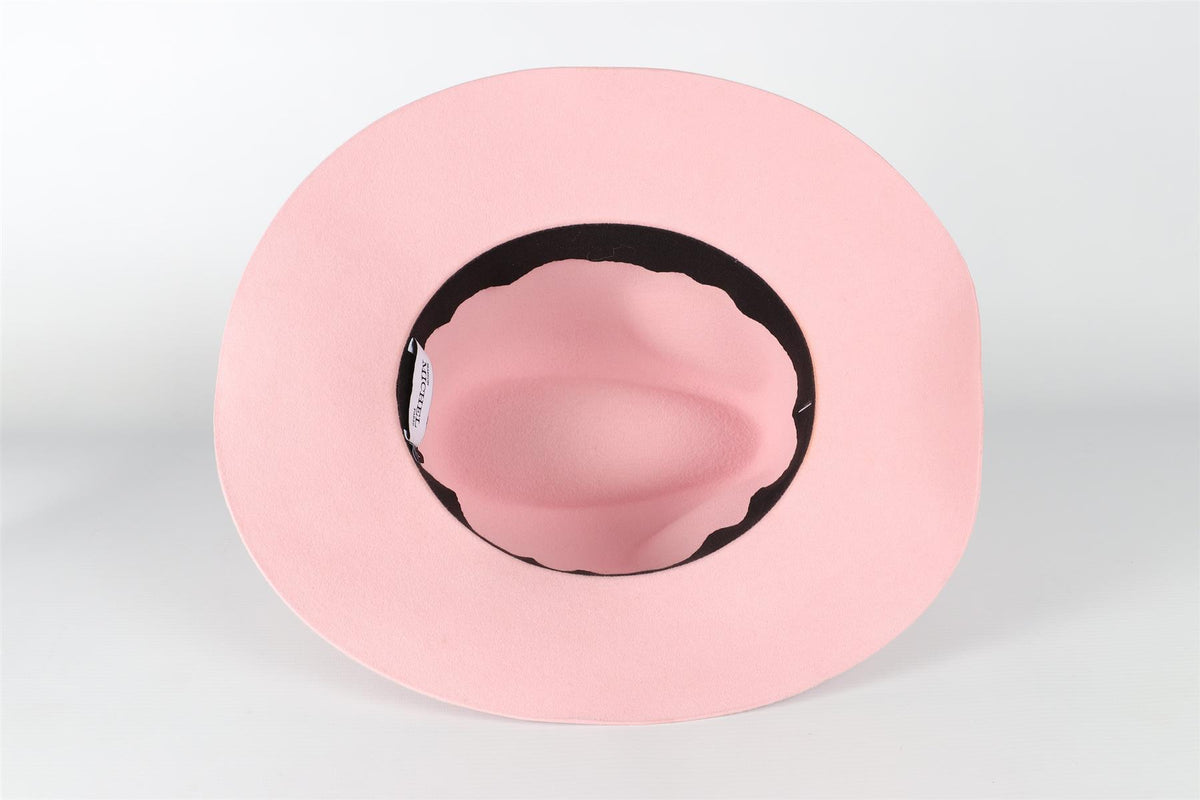 MAISON MICHEL PINK FELT FEDORA HAT LARGE