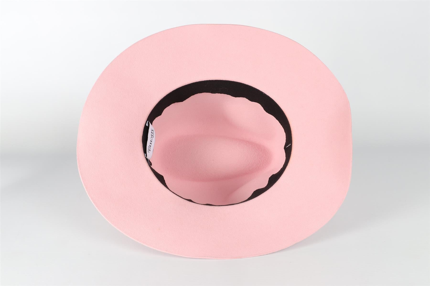 MAISON MICHEL PINK FELT FEDORA HAT LARGE