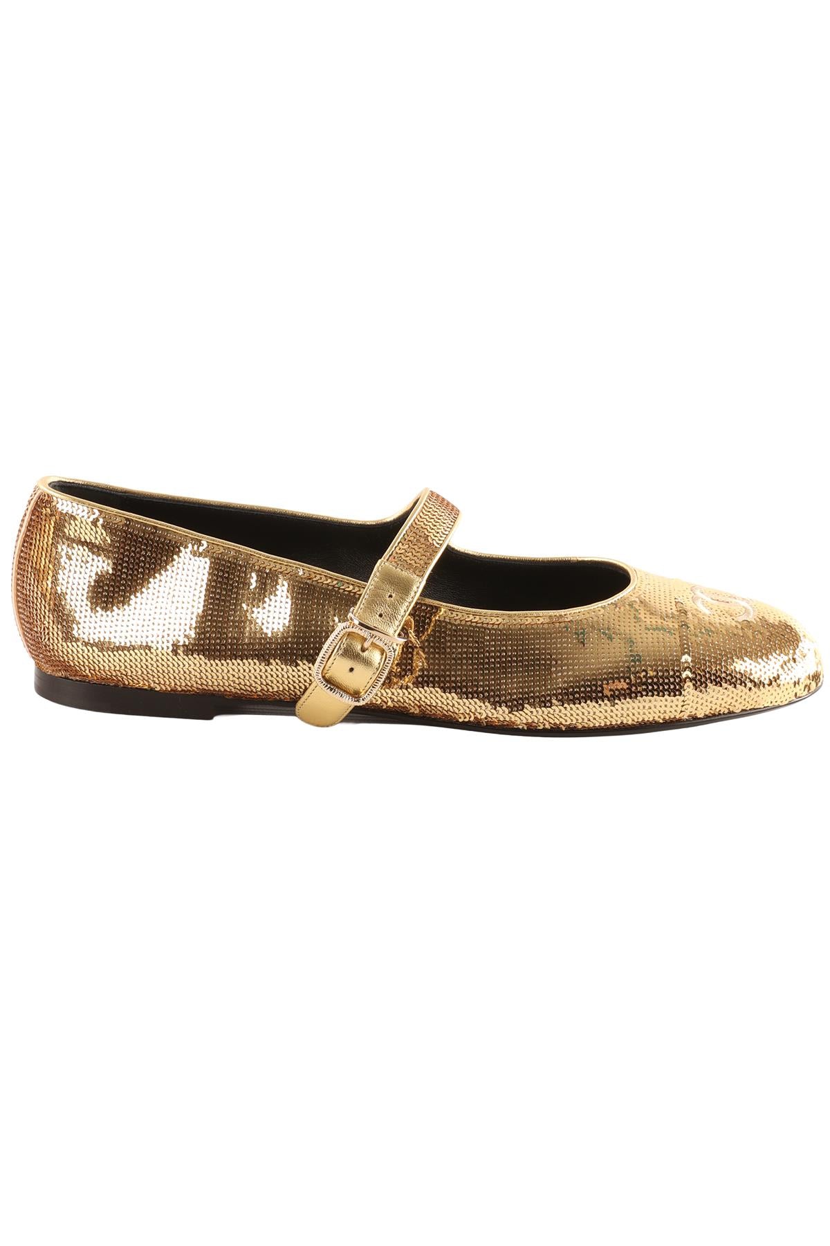 CHANEL GOLD 2025 SEQUIN FLATS EU 40 UK 7 US 10