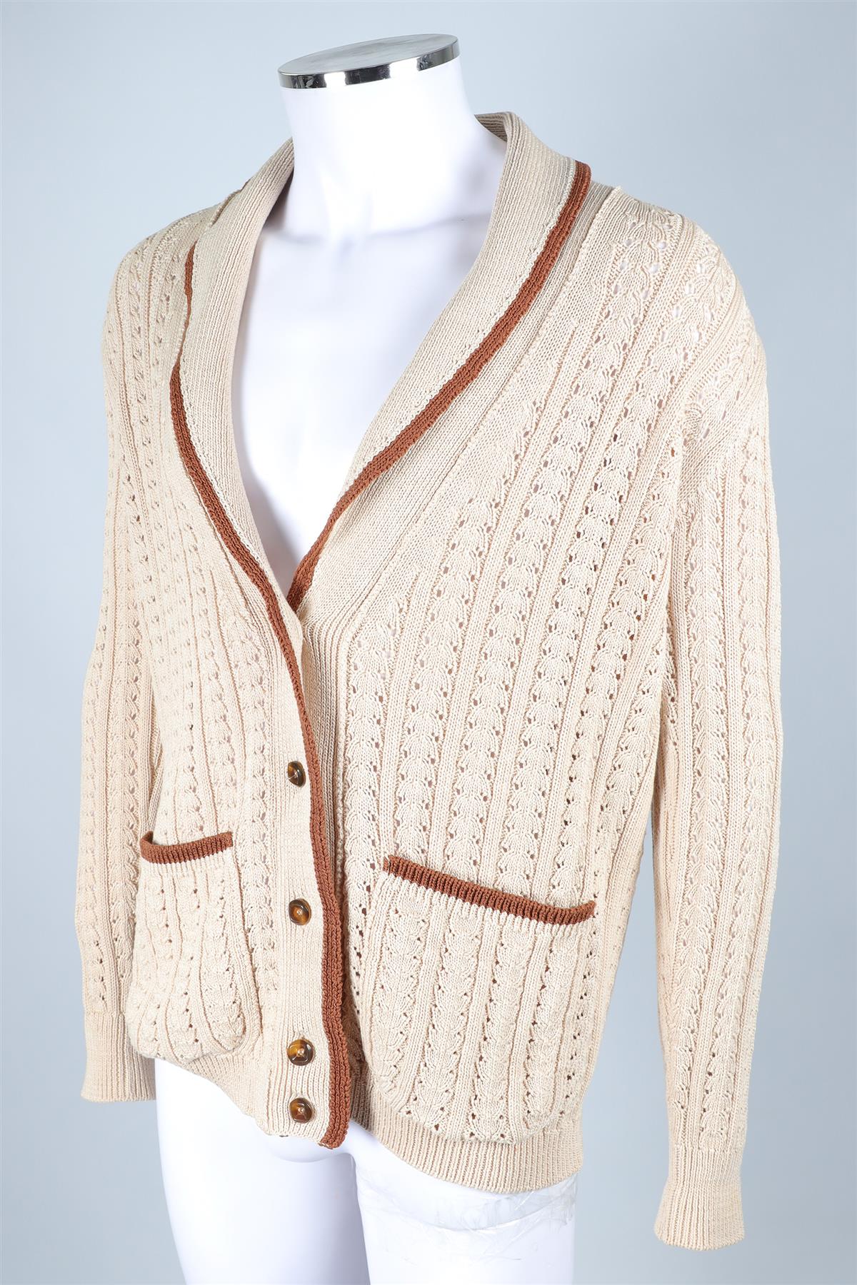 GIULIVA HERITAGE BEIGE MEN'S COTTON CARDIGAN SMALL