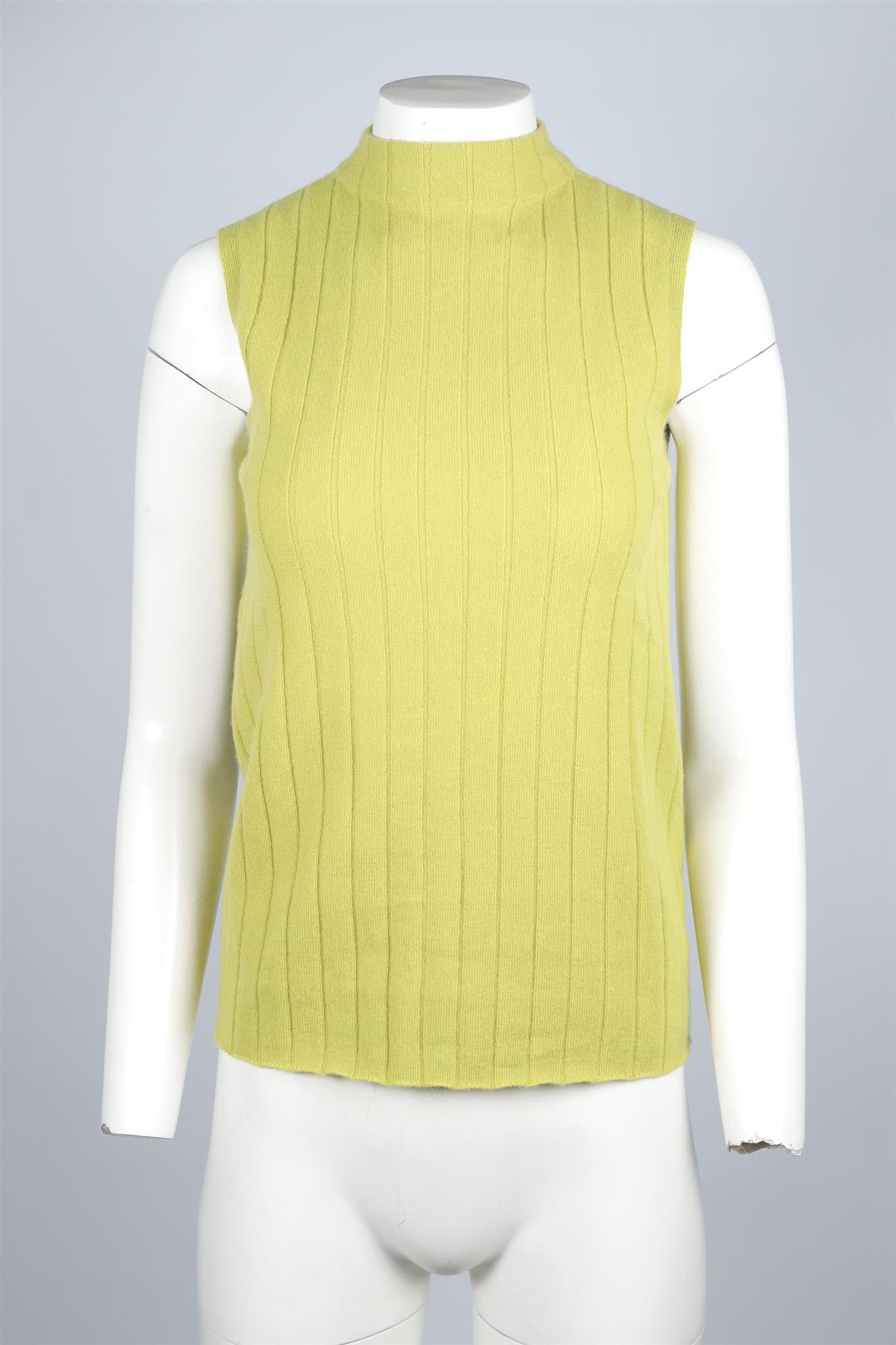 LAFAYETTE 148 GREEN CASHMERE TOP SMALL