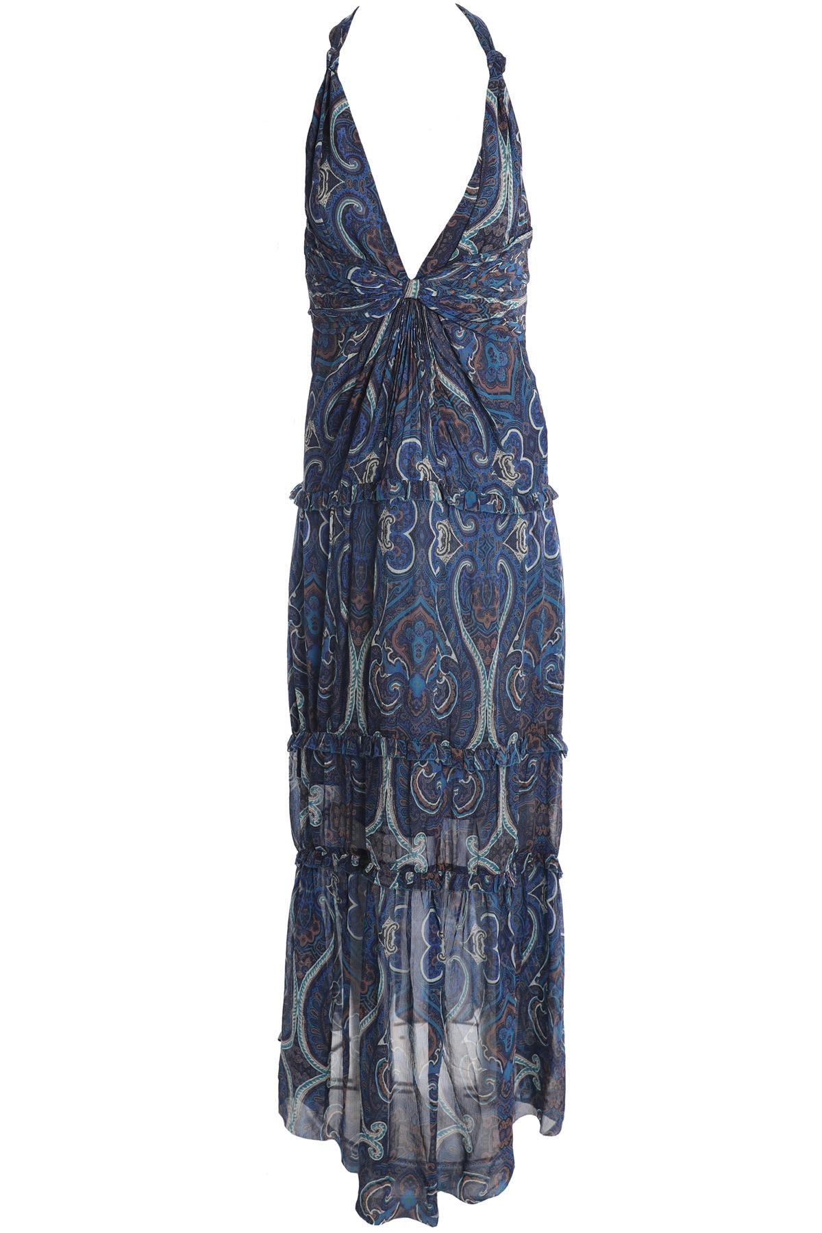 INTERMIX BLUE SILK MAXI DRESS MEDIUM