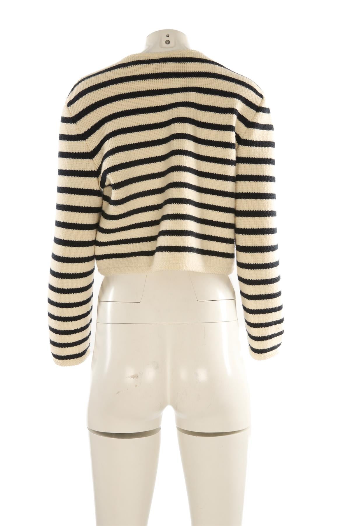 CELINE CREAM WOOL CARDIGAN SMALL