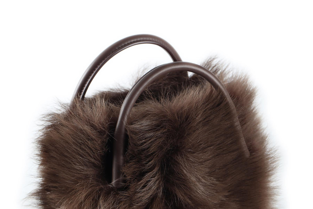 LORO PIANA BROWN BALE MICRO FUR TOTE BAG