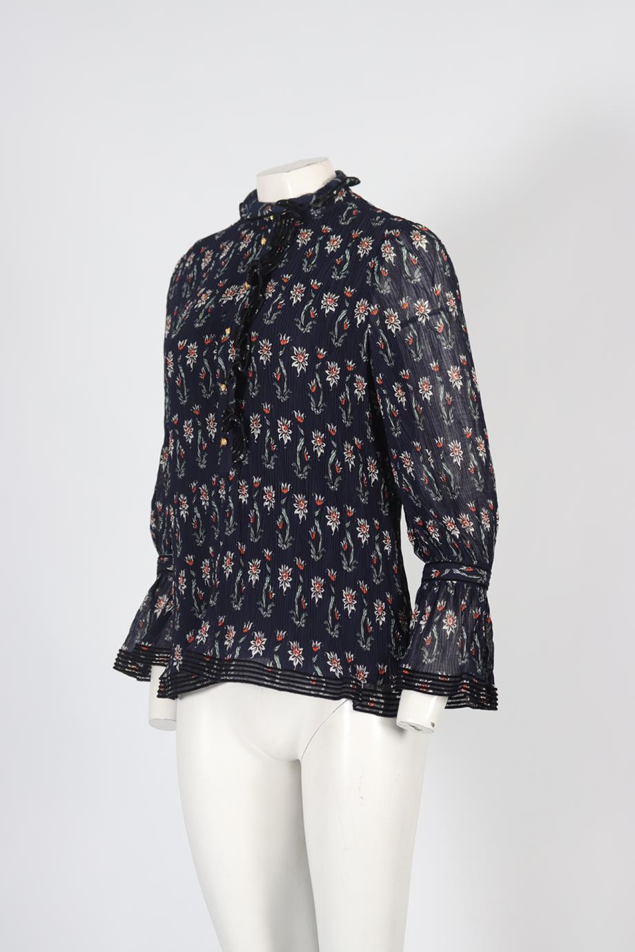 TORY BURCH FLORAL PRINT CREPE TOP US 2 UK 6