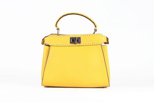 FENDI YELLOW PEEKABOO MINI LEATHER TOTE BAG