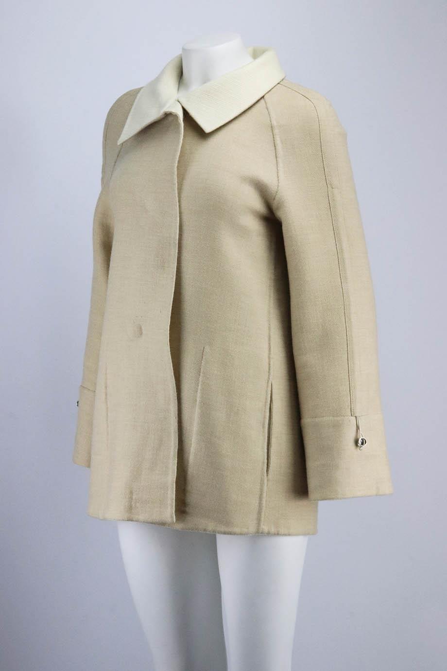AKRIS REVERSIBLE CASHMERE AND WOOL BLEND COAT US 4 UK 8